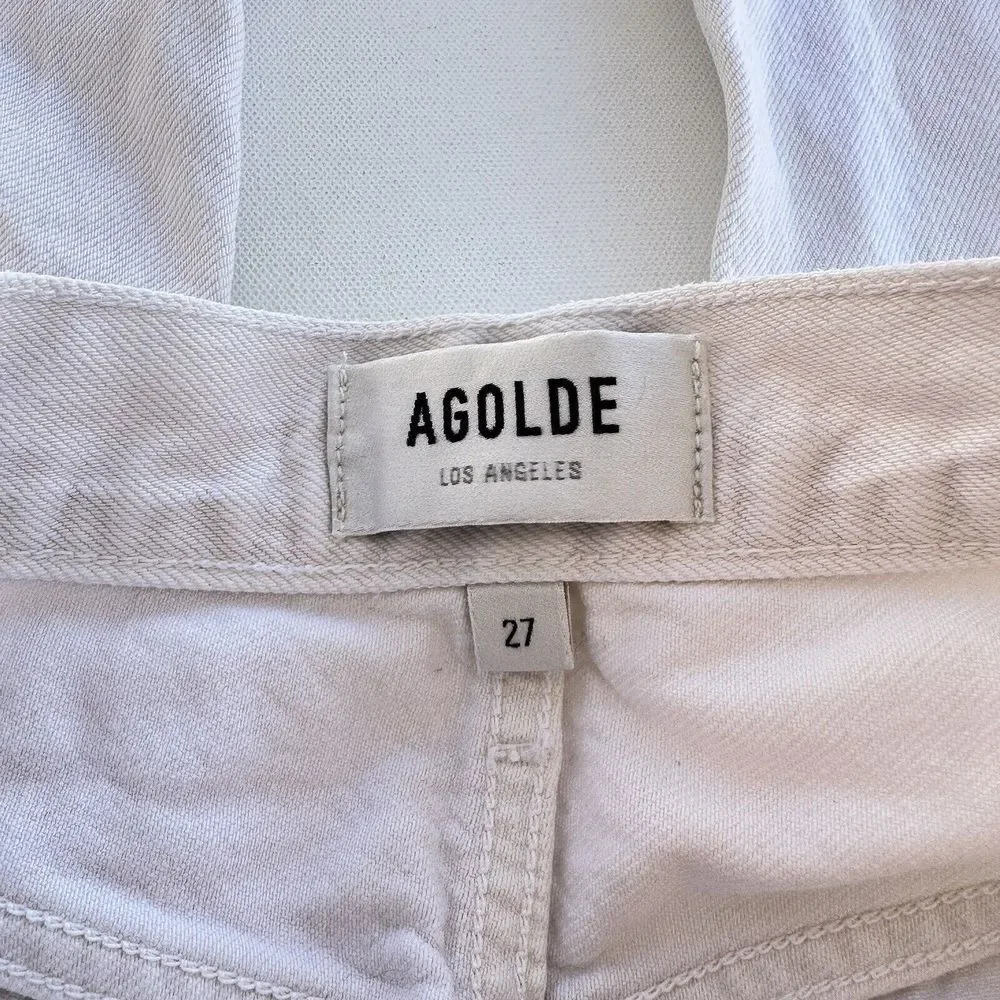 Agolde Womens Size 27 White 90s Pinch Waist in Drum Button Fly Straight Leg Jean - Picture 4 of 12